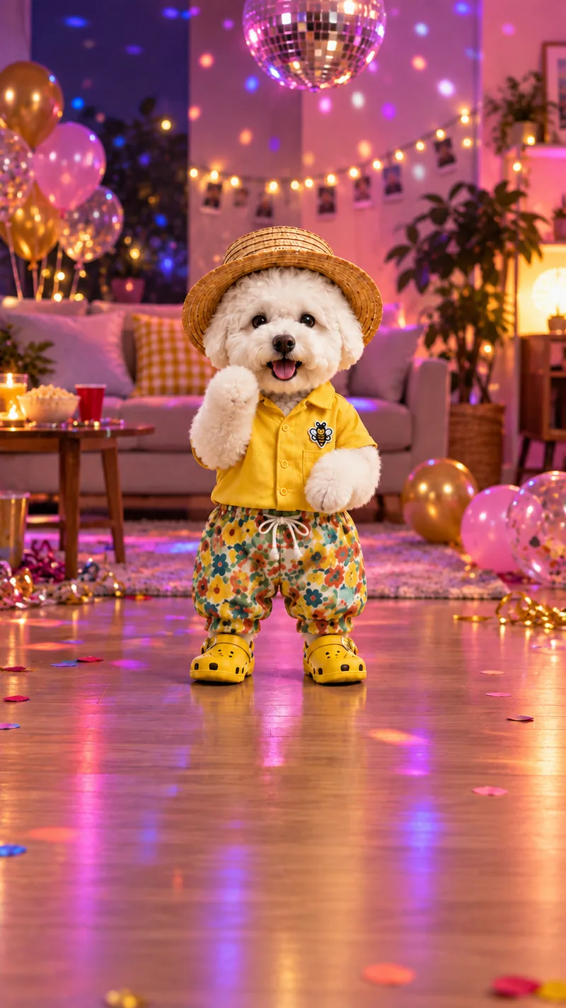 Start frame: Pooshong at the party