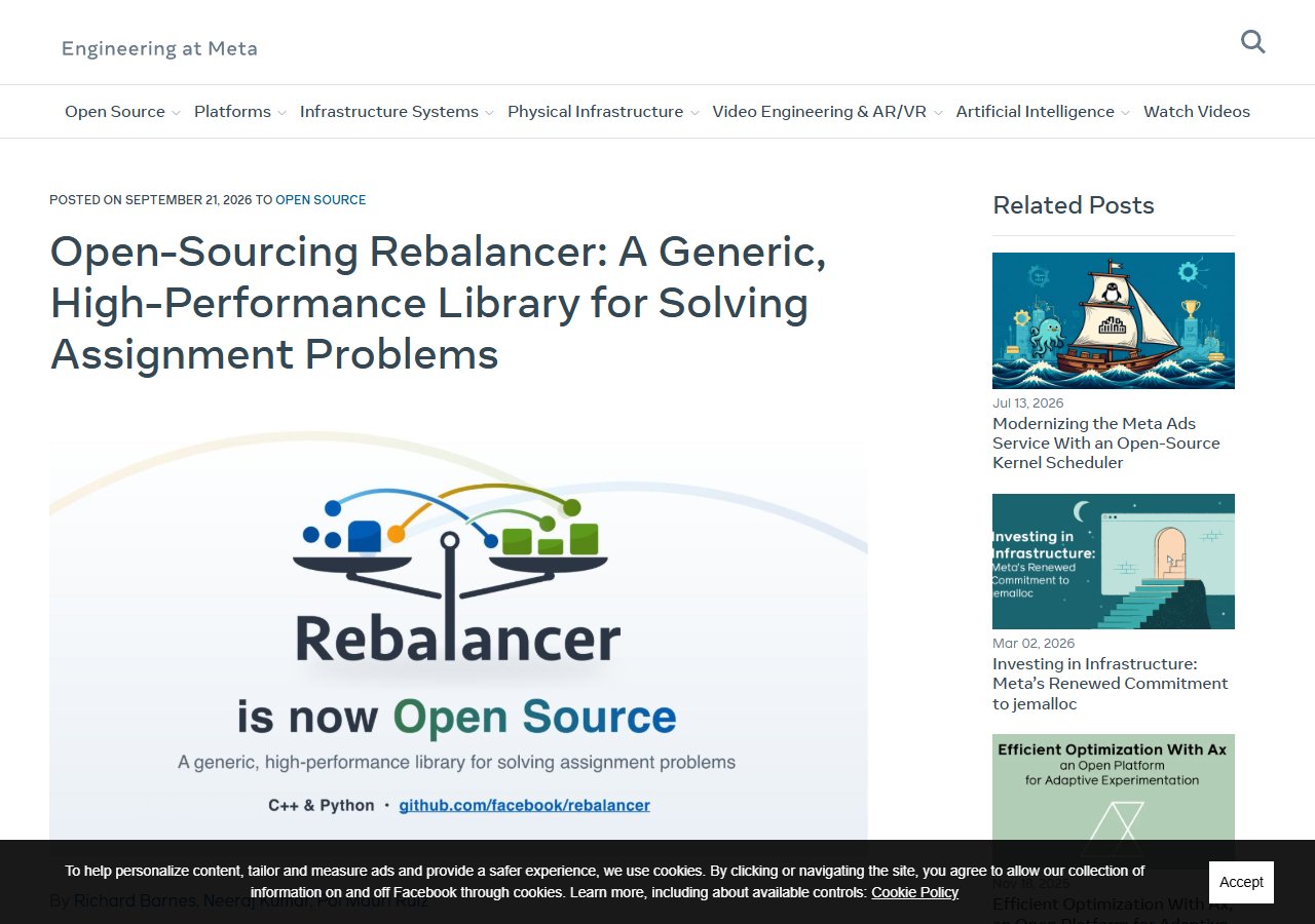 Engineering at Meta · Open-Sourcing Rebalancer
