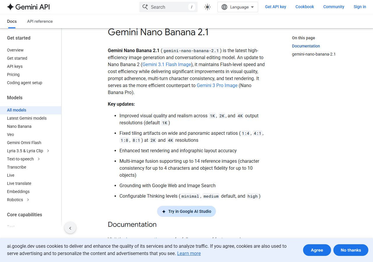 Gemini API 문서 · Gemini Nano Banana 2.1 주요 변경점