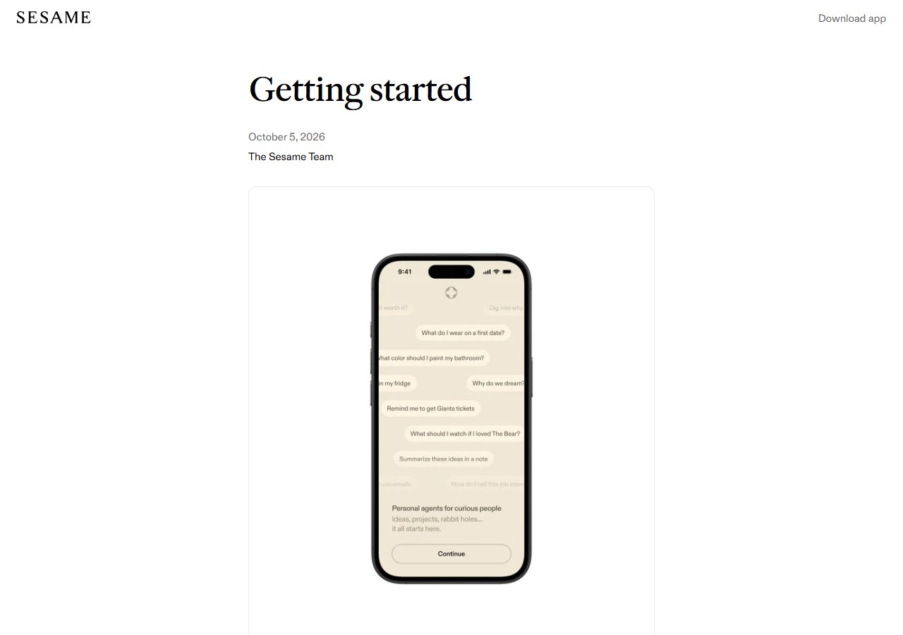 Sesame 공식 안내 'Getting started' (10월 5일)